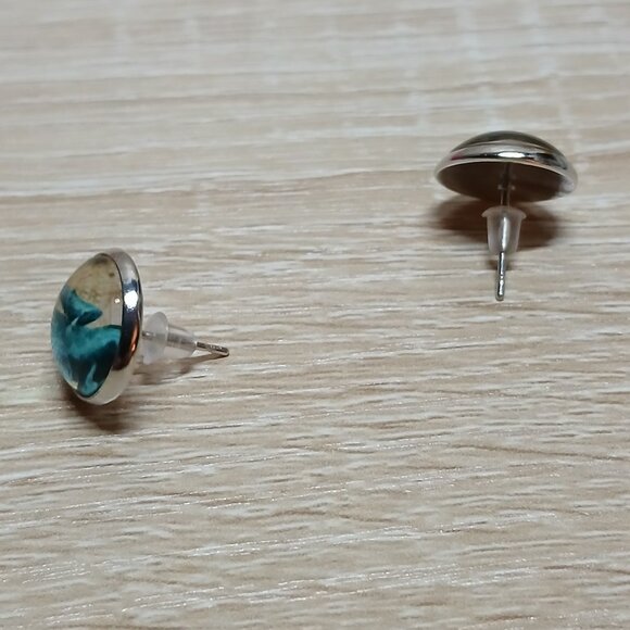 Handmade Silver Tone with Blue Whale Stud Earrings Fashion Jewelry #87 - Picture 5 of 9